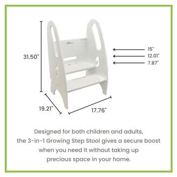Little Partners Adjustable Toddler Step Stool for Independence