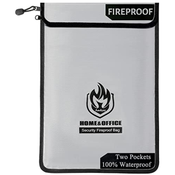 Upgraded Two Pockets Fireproof Document Bag for Important Documents Storage