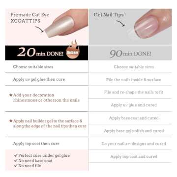 BTArtboxnails Cat Eye XCOATTIPS - Soft Gel Coffin Nail Tips, Glitter Press On Nails Short, Soak Off Acrylic Fake Nails Glue On Nails In 16 Sizes - 160 Nail Extension Set, Aurora