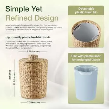 Tidita Wicker Waste Basket – Eco-Friendly & Stylish Storage