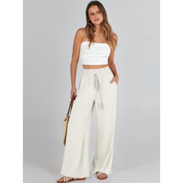ANRABESS Women's Linen Palazzo Pants for Summer Style