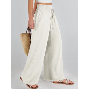 ANRABESS Women's Linen Palazzo Pants for Summer Style