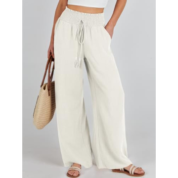 ANRABESS Women's Linen Palazzo Pants for Summer Style