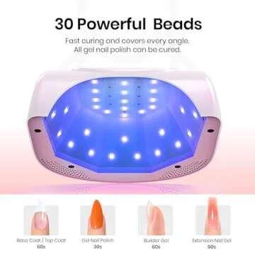 Beetles UV LED Nail Lamp, 24W UV Light for Gel Nails UV Lamp Gel Nail Polish with 30 Beads 4 Timers Nail Dryer for Gel Polish Professional for Nail Art Tools Accessories Pink Gift for Women