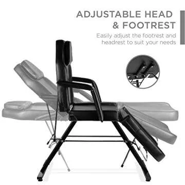 Best Choice Products 71in 3-Section Multipurpose Massage Bed, Spa & Salon Facial, Tattoo Chair w/Hydraulic Stool, Removable Headrest, Facial Cradle, Towel Hanger - Black