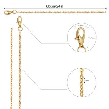 Lemonkey 24 Pack Necklace Chains Bulk,Gold and Silver Plated DIY Cable Link Chains for Jewelry Makin...