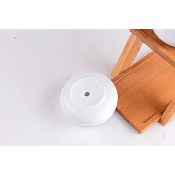 Jusalpha Ceramic Round Succulent Plant Pot, Flower Pots with Drainage Hole for Succulent Plants, Cactus and Herbs Pot with Bamboo Tray for Room Decor