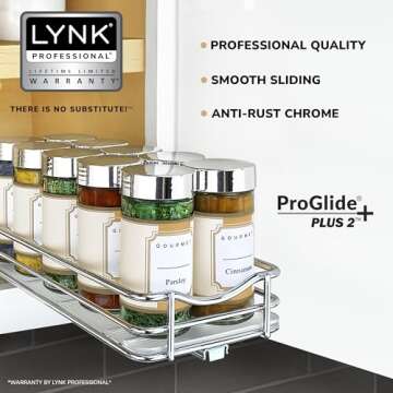 LYNK PROFESSIONAL® Pull Out Spice Rack Organizer for Inside Kitchen Cabinets - 4-1/4 inch Wide - Sl...