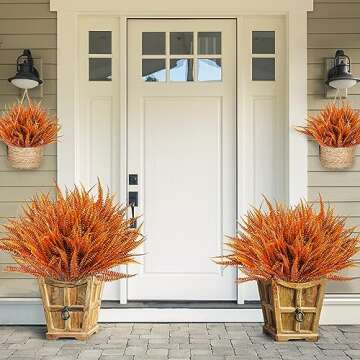 Sggvecsy 12 Bundles Artificial Boston Fern Fall Plant Fake Bushes Artificial Shrubs Outdoor Greenery...