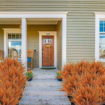 Sggvecsy 12 Bundles Artificial Boston Fern Fall Plant Fake Bushes Artificial Shrubs Outdoor Greenery UV Resistant Plants Faux Plastic Plants for Home Garden Indoor Fall Thanksgiving Autumn Decor(Fall)