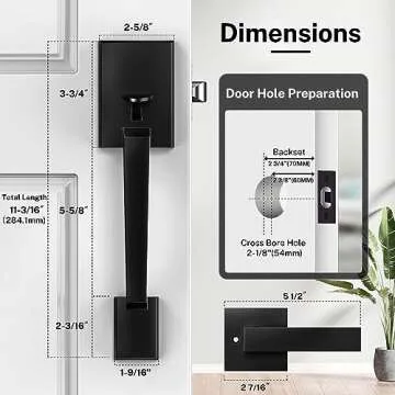 Brightify Modern Front Door Handle - Adjustable & Reversible