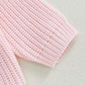 Mandizy Baby Girl Winter Clothes Toddler Bow Embroidered Sweater Knit Sweatshirt Long Sleeve Crewneck Pullover Knitwear (Pink, 6-7 Years)