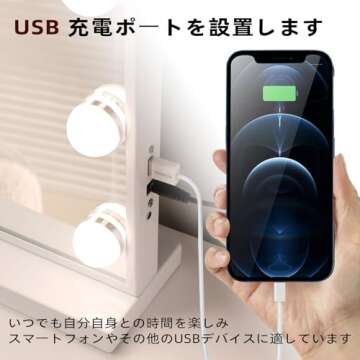 Fenair Vanity Mirror with Lights Hollywood Mirror with 15 LED Dimmable Bulbs 3 Color Lighting Modes Lighted Makeup Mirror with USB Port Magnifying Make up Mirror with Touch Control