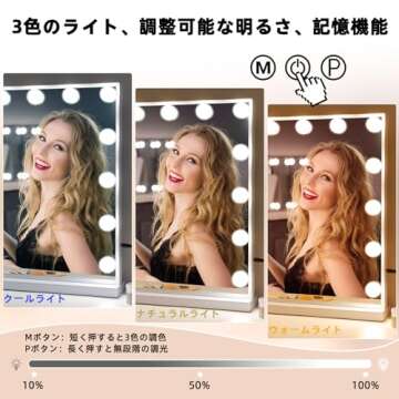 Fenair Vanity Mirror with Lights Hollywood Mirror with 15 LED Dimmable Bulbs 3 Color Lighting Modes Lighted Makeup Mirror with USB Port Magnifying Make up Mirror with Touch Control