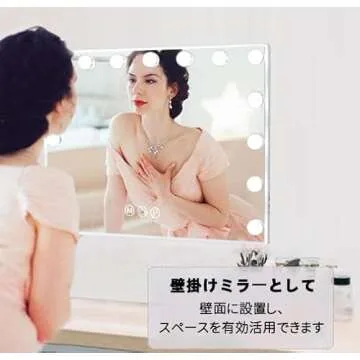 Fenair Vanity Mirror with Lights Hollywood Mirror with 15 LED Dimmable Bulbs 3 Color Lighting Modes Lighted Makeup Mirror with USB Port Magnifying Make up Mirror with Touch Control