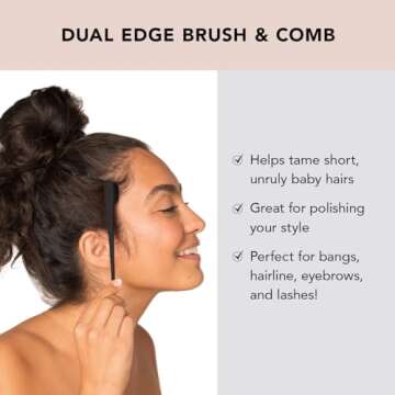 Kitsch Double-Sided Edge Fixer and Hair Styling Brush Set - Soft Nylon Bristles, Dual Edges for Grooming and Taming Flyaways, Combo Pack 2 Pieces (Black)