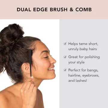 Kitsch Double-Sided Edge Fixer and Hair Styling Brush Set - Soft Nylon Bristles, Dual Edges for Grooming and Taming Flyaways, Combo Pack 2 Pieces (Black)