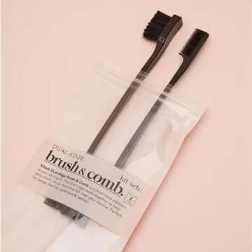 Kitsch Double-Sided Edge Fixer and Hair Styling Brush Set - Soft Nylon Bristles, Dual Edges for Grooming and Taming Flyaways, Combo Pack 2 Pieces (Black)