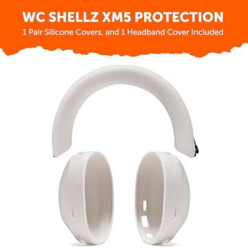 WC ShellZ XM5 - Protective Headphone Exterior Shell & Headband Covers for Sony WH1000XM5 Made by Wicked Cushions | Made with Premium Silicone | Silver