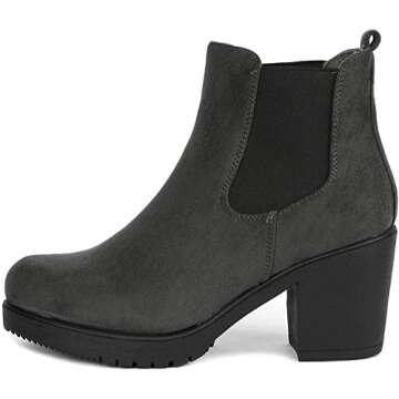 DREAM PAIRS Women's High Chunky Heel Chelsea Ankle Boots - Stylish Slip On Booties