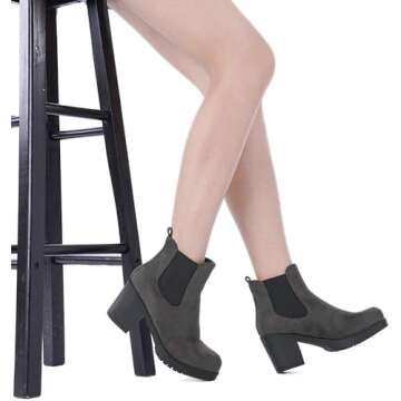Stylish DREAM PAIRS Women's Chunky Heel Chelsea Ankle Boots