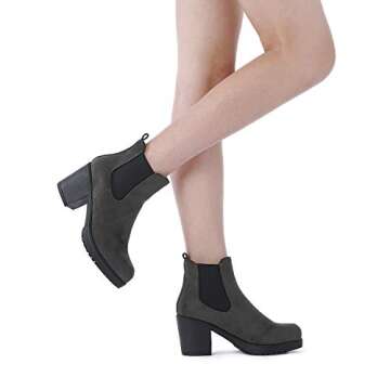 Stylish DREAM PAIRS Women's Chunky Heel Chelsea Ankle Boots