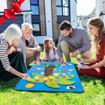 CHEFAN Felt Letter and Number Tree, Coconut Tree Alphabet Game, Felt Story Board Set for Early Education Storytelling, Felt Board for Wall Teaching Home Classroom Play