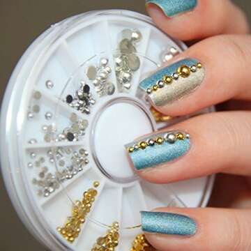 enForten 500pcs Mixed Sizes Silver Punk Half Round Acrylic Rhinestones Flatback Faux Imitation Pearl...