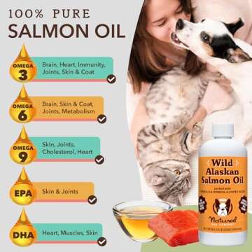 Natural Dog Company Wild-Caught Salmon Oil for Dogs (8oz) Omega 3 Fish Oil Supplement for Joint Heal...