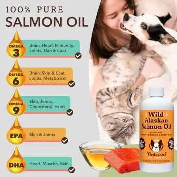 Natural Dog Company Wild-Caught Salmon Oil for Dogs (8oz) Omega 3 Fish Oil Supplement for Joint Heal...
