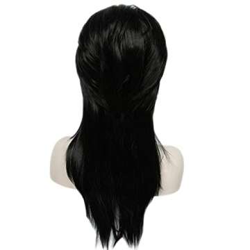 Linfairy Long Straight Black Wig Big Bouffant Beehive Wigs for Women fits 50s 80s Costume