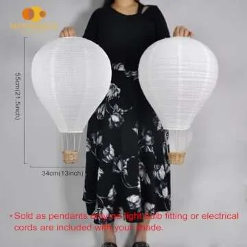 METHEDEECO 2PCS fabric Hot air balloon lampshade decorations hanging 14inch pendant light shade Gifts for children Nursery kid's living room chandelier new born baby room decor party decoration