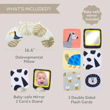 Taf Toys Tummy Time Set with Ergonomic Pillow, Double-Sided High Contrast Black & White Flash Cards ...