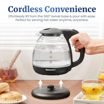 Elite Gourmet Cordless Glass Kettle for Quick Boiling
