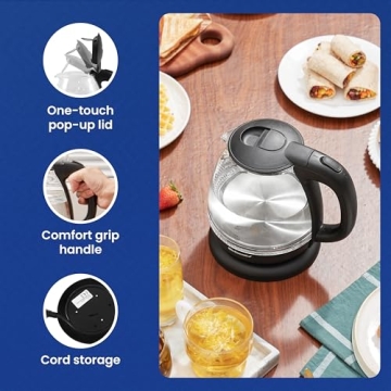 Elite Gourmet Cordless Glass Kettle for Quick Boiling