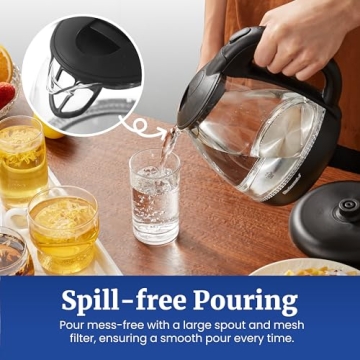 Elite Gourmet Cordless Glass Kettle for Quick Boiling