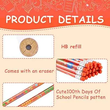 Epakh 100th Day School Pencils - Vibrant Party Supplies for Kids