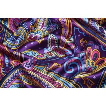 corciova 35 x 35 Satin Square Silk Hair Scarf Wrap Headscarf Purple Paisley Curly Headband Sleeping at Night Fashion Bandana