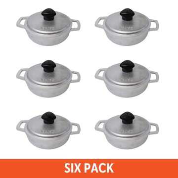 IMUSA 0.5Qt Mini Cast Aluminum Traditional Caldero Set with Lid,Silver