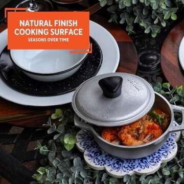 IMUSA 0.5Qt Mini Cast Aluminum Traditional Caldero Set with Lid,Silver