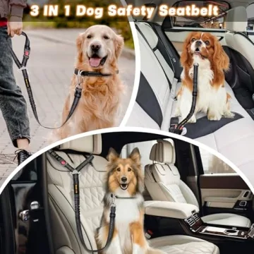 Durable Dog Harness Seat Belt with Reflective Features