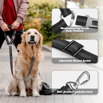 Durable Dog Harness Seat Belt with Reflective Features