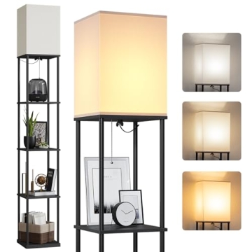 Modern 5 Tier Floor Lamp with Shelves - Versatile Living Room Decor