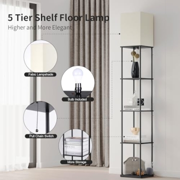 Stylish 5 Tier Floor Lamp with Shelves for Home