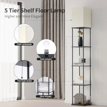 Stylish 5 Tier Floor Lamp with Shelves for Home