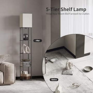Stylish 5 Tier Floor Lamp with Shelves for Home
