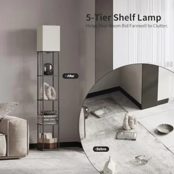 Stylish 5 Tier Floor Lamp with Shelves for Home