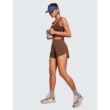 CRZ YOGA High Waisted Running Shorts for Women 3" High Split