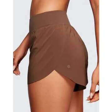 CRZ YOGA High Waisted Running Shorts for Women 3" High Split