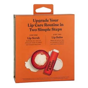 Poppy & Pout Lip Care Set | Lip Balm & Scrub | Sustainable Cardboard Tubes & Glass Jars, All Natural, Beeswax, Coconut Oil, Cruelty Free, Exfoliating & Moisturizing Lip Treatment (Orange Blossom)
